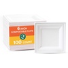 image:imageECO SOUL 59 Inch Disposable Bagasse Paper Plates 100 Pack Square100