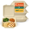 image:imageECO SOUL 6x6 Compostable Clamshell Food Containers 100 Pack8 x 8 Inch 100Pack