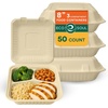 image:imageECO SOUL 6x6 Compostable Clamshell Food Containers 100 Pack8 x 8 Inch 50Pack