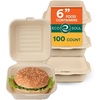 image:imageECO SOUL 8x8 Compostable Clamshell Food Containers 100 Pack6 x 6 Inch 100Pack