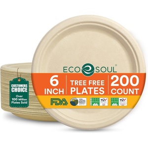 image:imageECO SOUL 10 Inch Disposable Bagasse Paper Plates 100 Pack Round200