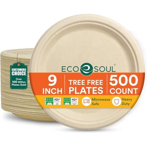 image:imageECO SOUL 10 Inch Disposable Bagasse Paper Plates 100 Pack Round500