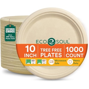 image:imageECO SOUL 10 Inch Disposable Bagasse Paper Plates 1000 Pack Round
