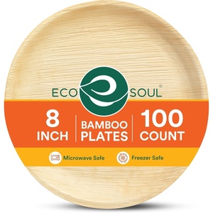 image:imageECO SOUL 8 Inch Disposable Bamboo Plates 100 Pack Round