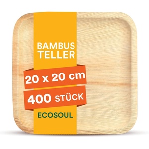 image:imageECO SOUL 8 Inch Disposable Bamboo Plates 200 Pack Square400