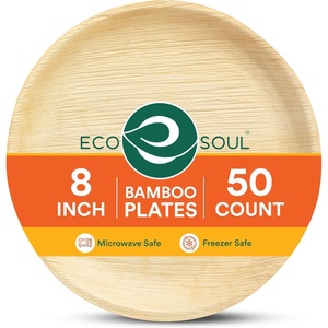 image:imageECO SOUL 8 Inch Disposable Bamboo Plates 50 Pack Round