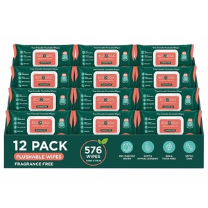 image:imageECO SOUL Bamboo Flushable Wipes 12 Pack 48 Wipes Each UnscentedPack of 12 48 Wipes Each