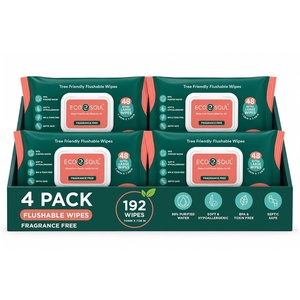 image:imageECO SOUL Bamboo Flushable Wipes 12 Pack 48 Wipes Each UnscentedPack of 4 48 Wipes Each