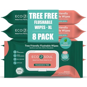 image:imageECO SOUL Bamboo Flushable Wipes 12 Pack 48 Wipes Each UnscentedPack of 8 48 Wipes Each