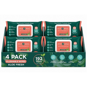image:imageECO SOUL Bamboo Flushable Wipes 8 Pack 48 Wipes Each Aloe Vera48 Count Pack of 4