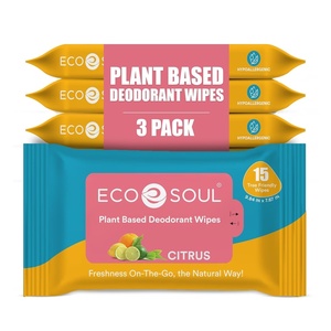 image:imageECO SOUL Deodorant Wipes for Body amp Underarm Odor 45 Count 3 x 15 CitrusLight Citrus
