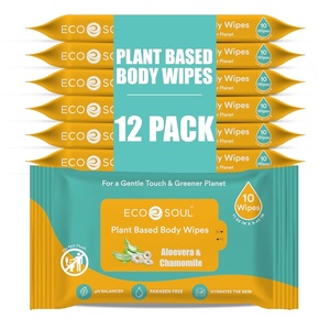 image:imageECO SOUL Shower Body Wipes 12 Pack 10 Wipes Each Unscented10 Count Pack of 12