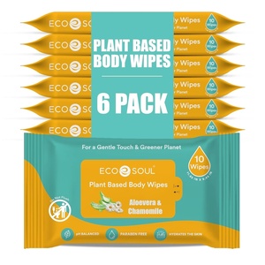 image:imageECO SOUL Shower Body Wipes 12 Pack 10 Wipes Each Unscented10 Count Pack of 6