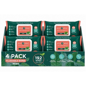 image:imageEco Soul Bamboo Flushable Adult Wipes 8 Pack 48 Wipes Each MintMint
